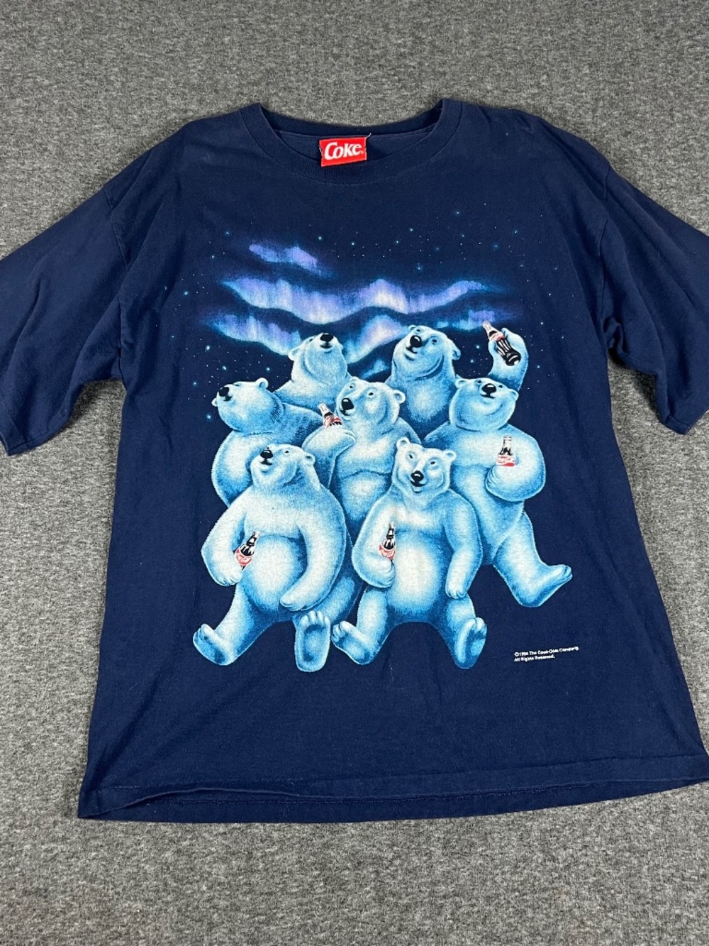 Vintage Coca Cola Polar Bear Shirt XL Cotton 1994 90s Single Stitch Made in USA